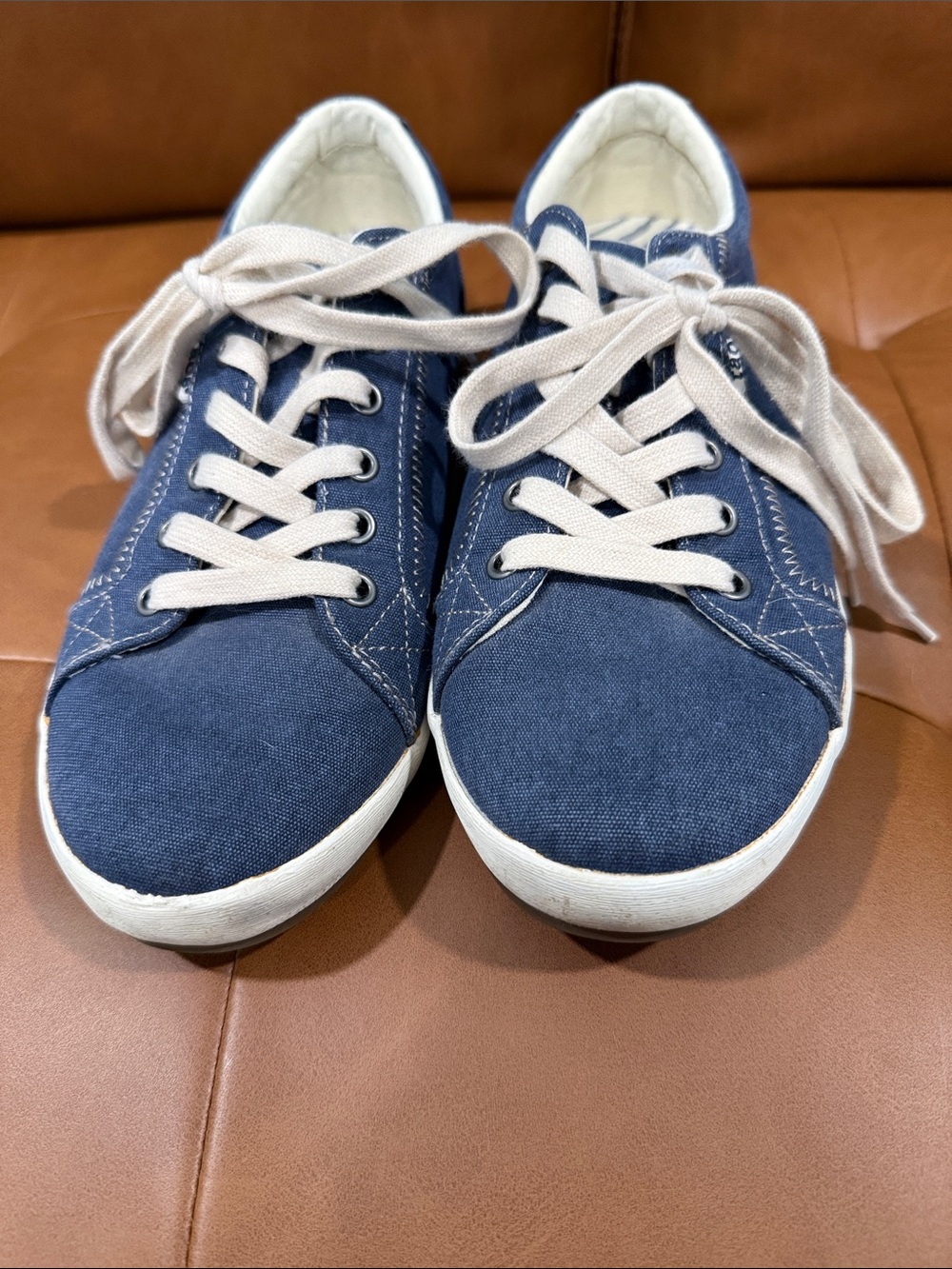 Taos Footwear Navy Blue Canvas Athletic Sneakers with White Laces